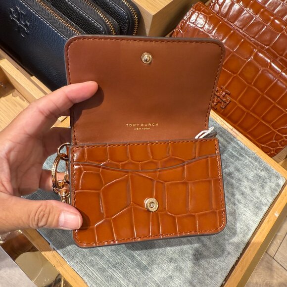 Tory Burch Thea Flap Card Case 177010 Warm Amber $200 - Picture 3 of 4